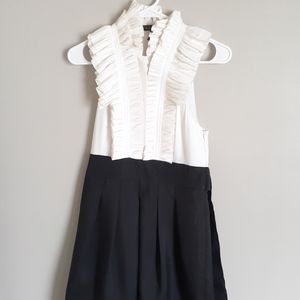 BCBGMaxazria Black and White Dress, Top Ruffles 4